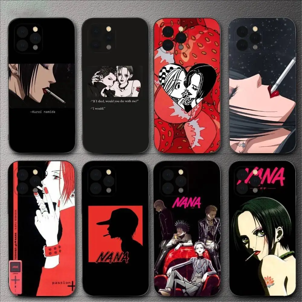 

N-Nana Osaki Anime Phone Case For iPhone 16,15,14,13,12,11,XS,XR,X,8,7,Pro,Max,Plus,mini Silicone Black Cover