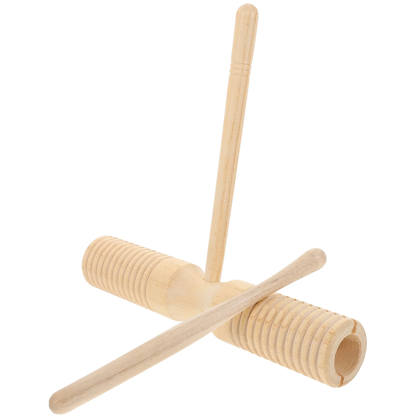 

Wooden Double Horn Guiro Percussion Instrument for Beginner Thread with Stick Child