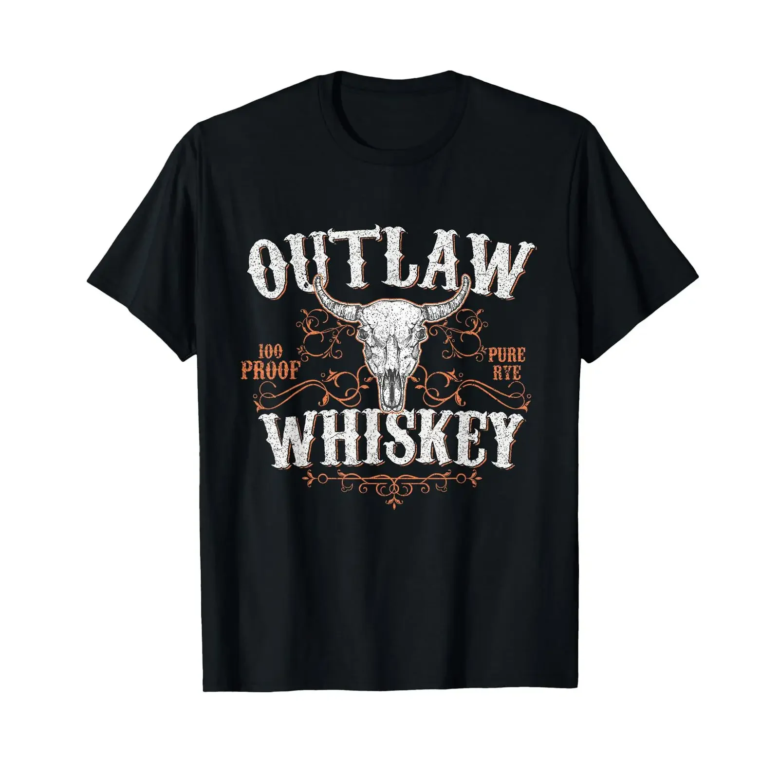 Outlaw Whiskey Country Vintage T Shirt vintage Washed Slightly Stylish streetwear Versatile Casual Breathable graphic fashion