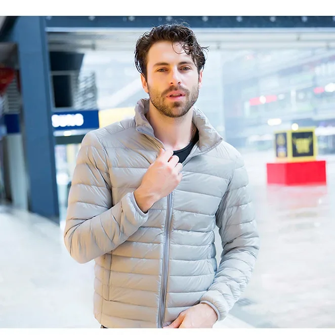 

2025 New Mens Ultralight Jacket Casual Autumn Winter White Duck Down Windbreaker Overcoat Warm Parka Male Coat Fashion Outerwear