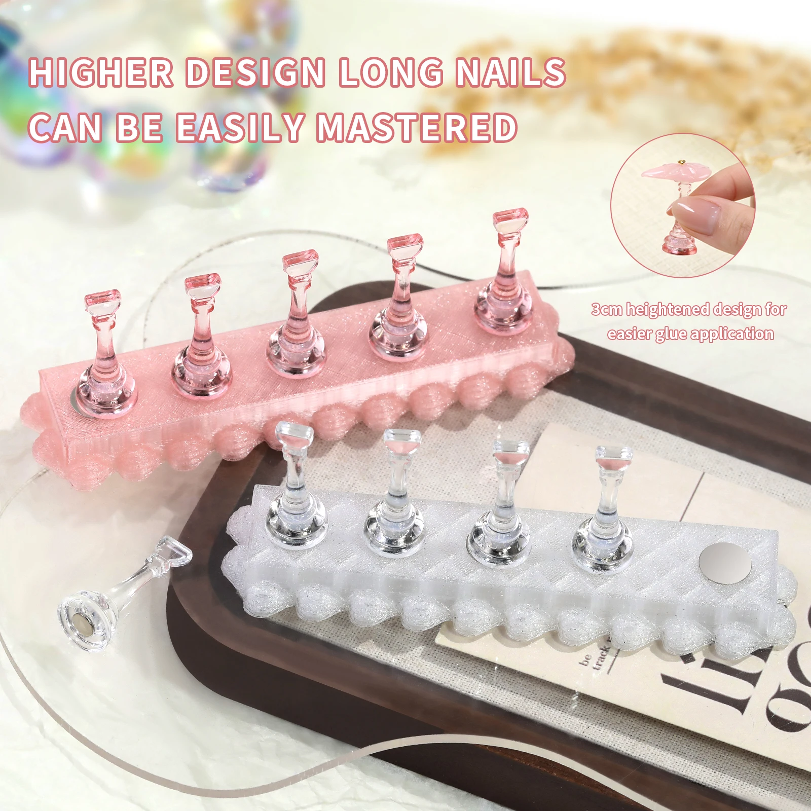 5pcs Nail Display Stand Nail Tips Holder for Press on Nails False Nails Showing Shelves for Practice, Display Manicure Tools