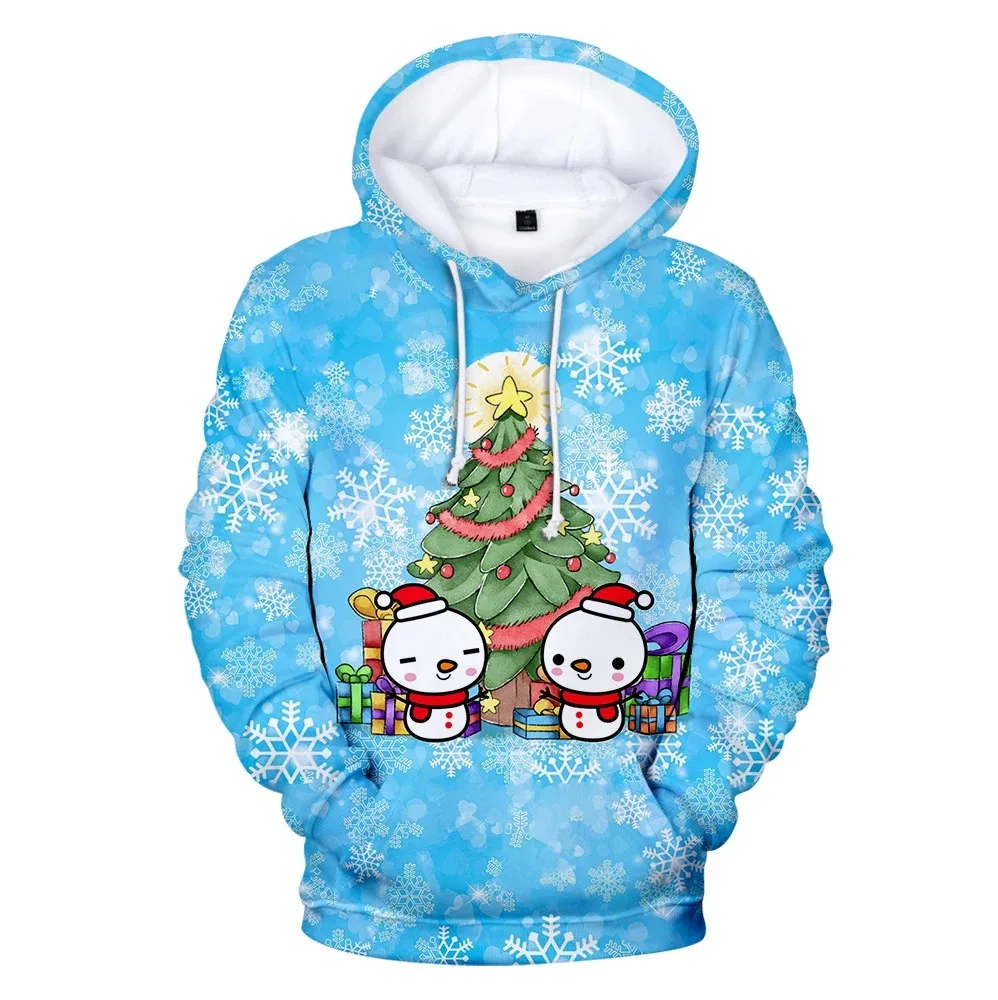 Unisex 3D Merry Christmas Hoodies, moletons, pulôveres, tops, casual outwear, meninos, meninas, crianças, branco, novo, moda