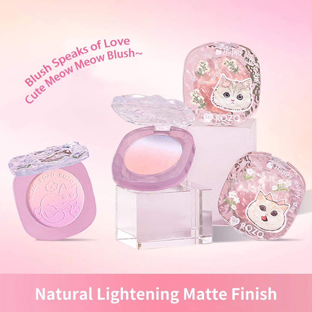 New Cute Meow Natural Powder Blusher Monochrome Powder Blusher Matte Facial Makeup Rouge Powder Blusher Cosmetics