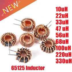 2Pcs Toroid core Inductors 65125 Winding Magnetic Inductance 22uH 33uH 470uH Inductor Iron Gauge Aluminum Magnetic Ring Coil