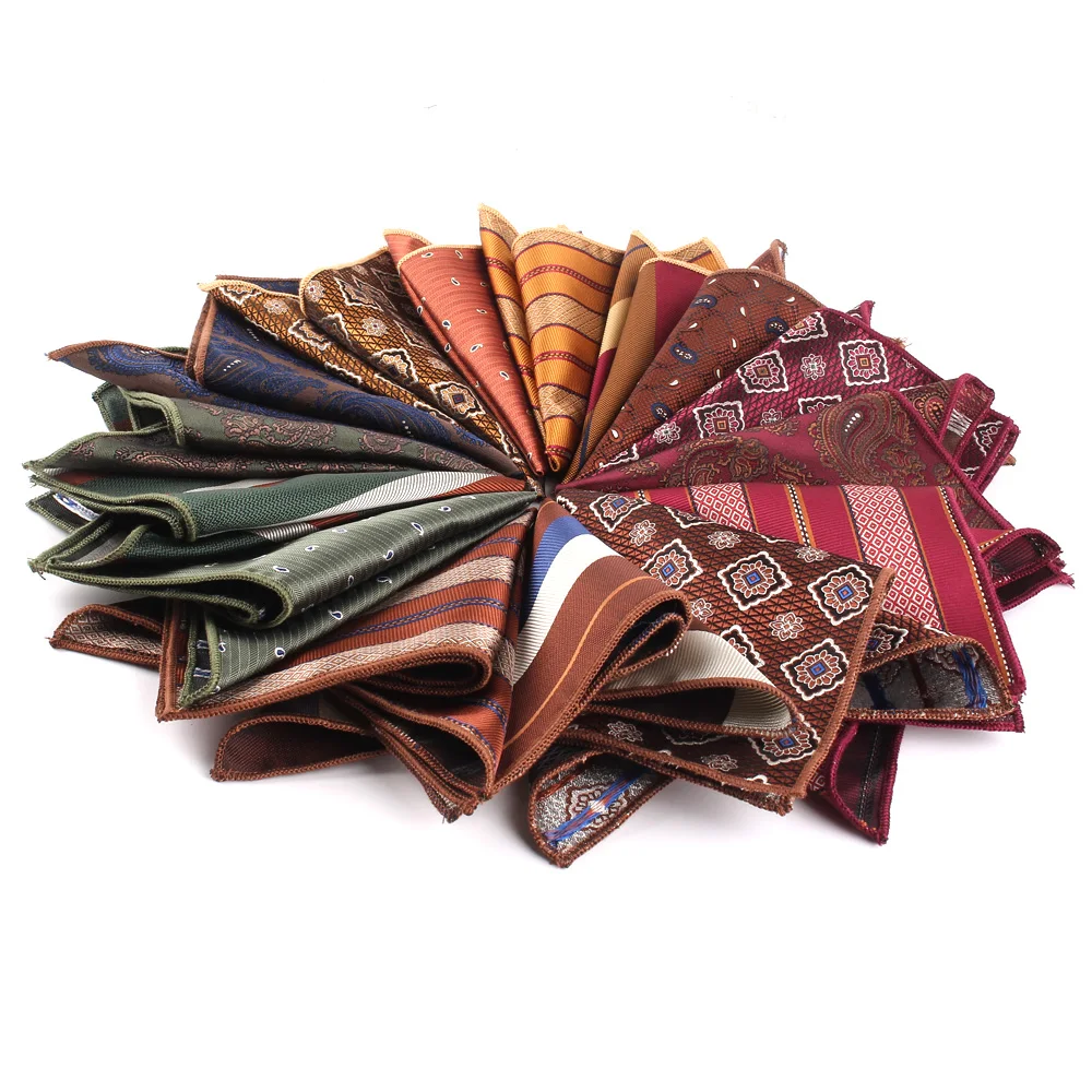 Orange Color Pocket Square For Men Women Striped Chest Towel Hanky Gentlemen Hankies Men's Handkerchief Suits Pocket Towel Gifts