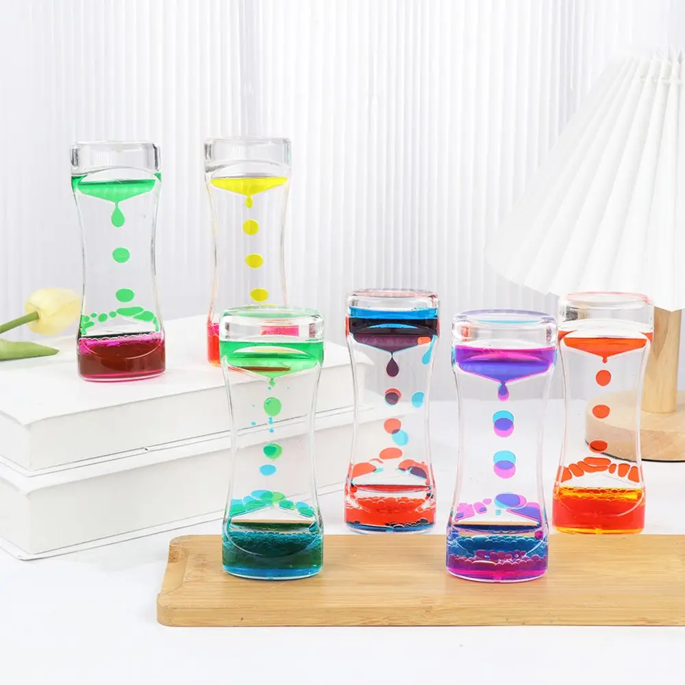 Gota de aceite dinámica, doble Color, decoración del hogar, temporizador líquido, adornos, reloj de arena con fugas de aceite
