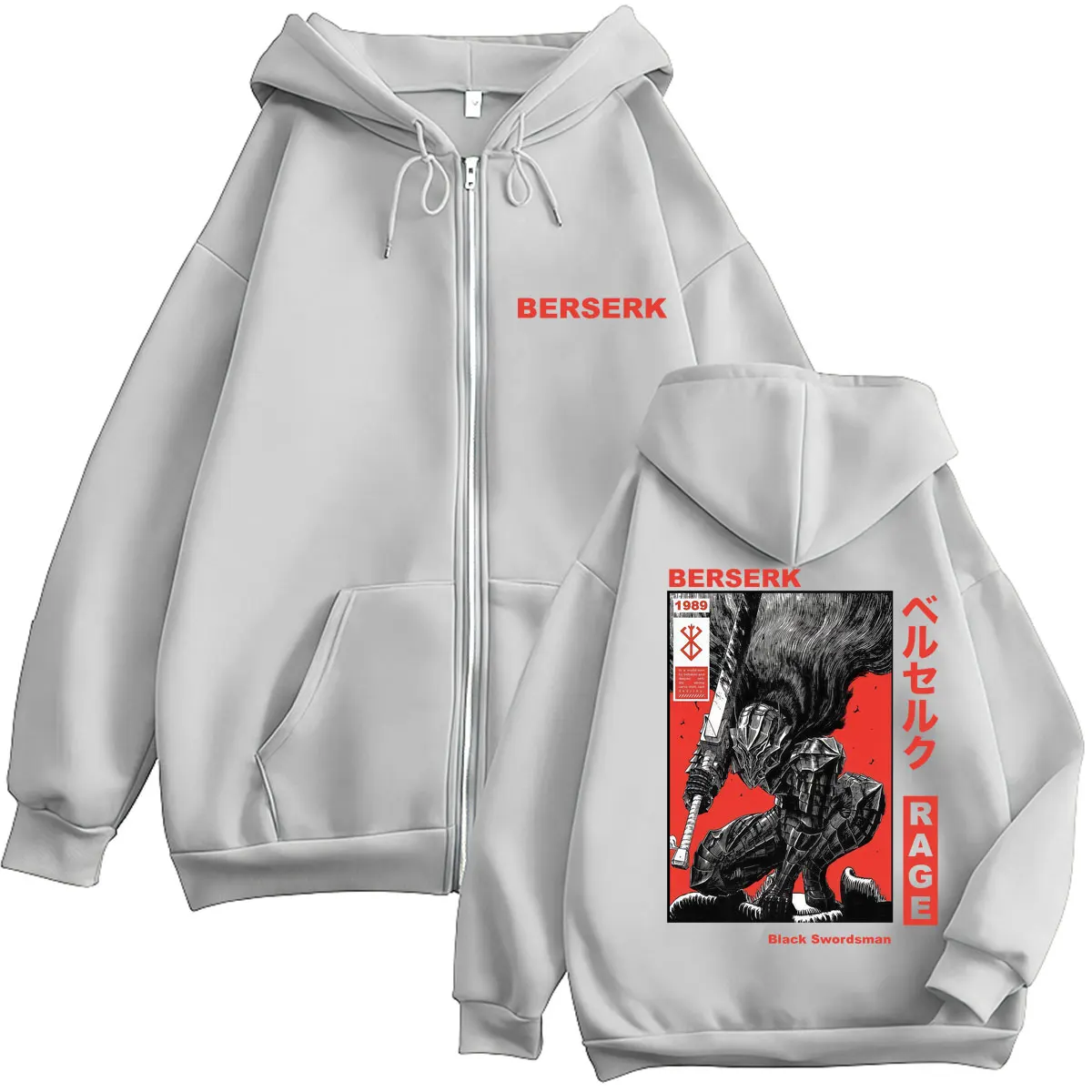 Anime Berserk Guts Zip Up Hoodies Swordsman Gatsu Sacrifice Zodd Hoody Sweatshirt Men Women Vintage Oversized Fleece Coats Male - Image 6