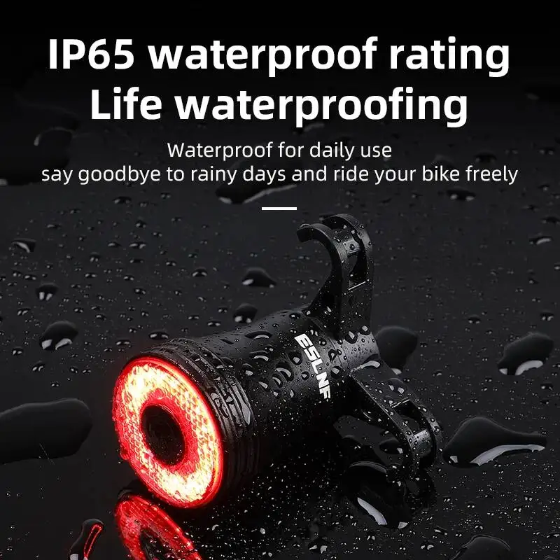 ESLNF Bicycle  Waterproof Bike Brake Sensing Rechargeable Models Intelligent Light USB Rear Taillight