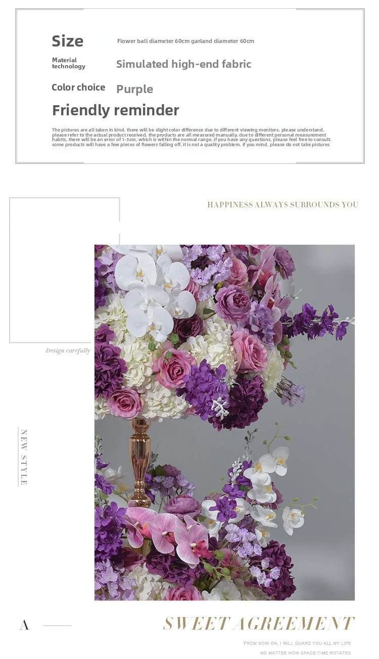 70CM Lila Künstliche Orchideen-Blumenkugel Hochzeitstisch-Mittelstück Kerzenhalter Deko Künstliche Seidenblumen-Arrangements für Events und Partys – Detail 8