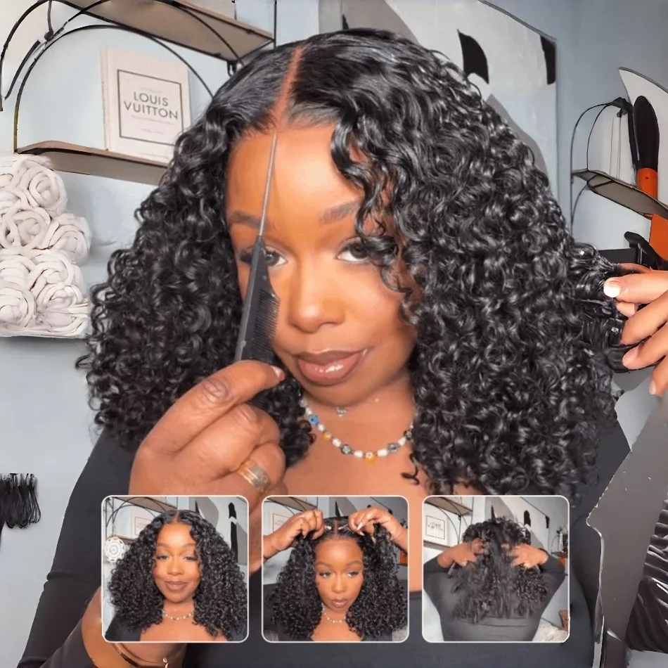 

Парик из натуральных волос 4X4 5X5, короткий, кудрявый, без клея, готовый к ношению, с предварительно нарезанной HD-основой, глубокая волна, с предварительно срезанной линией роста волос, для женщин