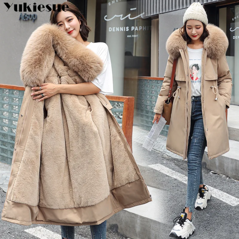 2022 New Cotton Thicken Warm Winter Jacket Coat Women Casual Parka Winter Clothes Fur Lining Hooded Parka Mujer Coats clothes