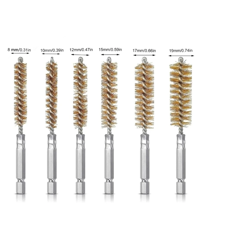 6Pcs Wire Brush Polishing Brushes with Different Size Wire Brush 8/10/12/15/17/19mm for Drill Cleaning Manufacturing