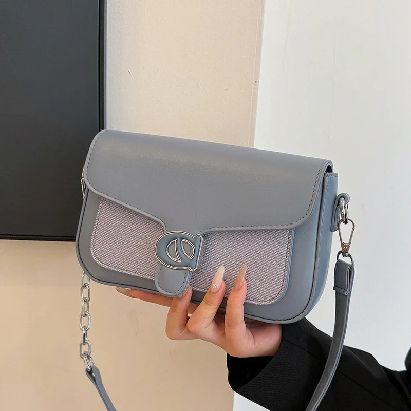 حقيبة يد نسائية كلاسيكية من الجلد الفاخر بتصميم كروس على الكتف، حقيبة يد أنيقة على الطراز اليومي الحديث