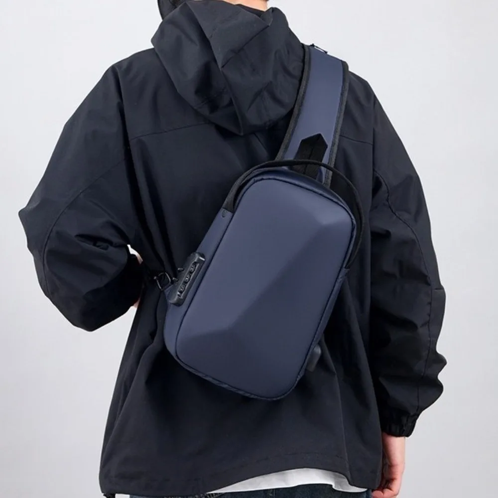 

Oxford Cloth Men's Chest Bag Anti-theft USB Charging Port Password Sling Bag Anti Theft Adjustable Strap Shoulder Crossbody Bag