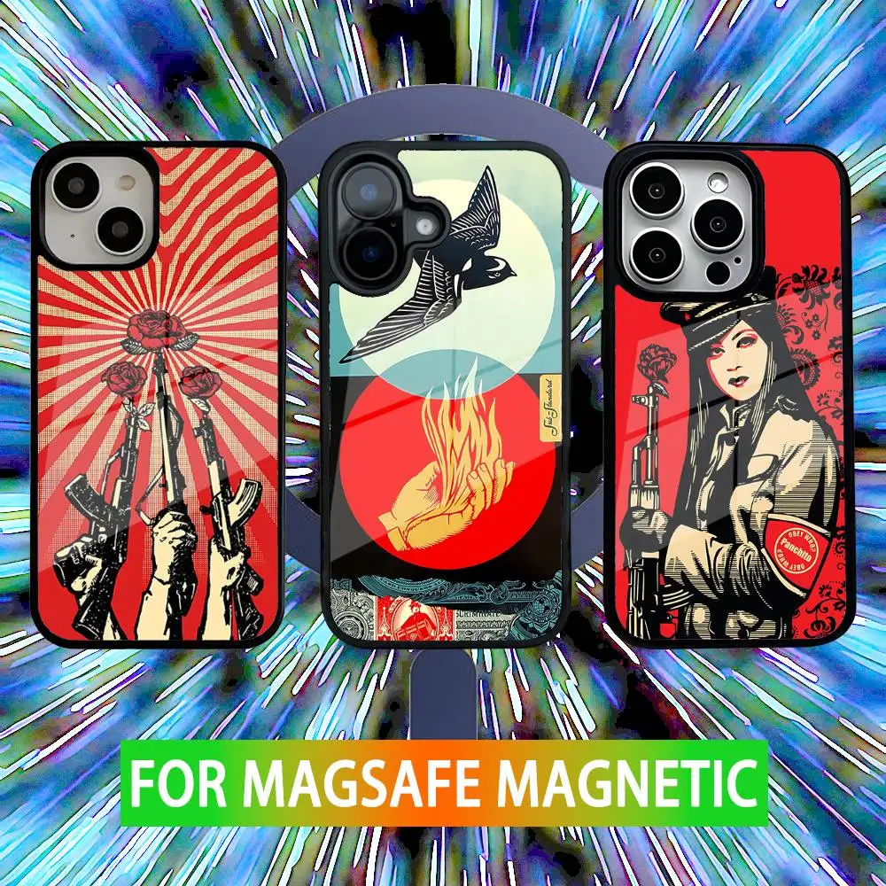 

S-Shepard Art F-Fairey Phone Case For iPhone 16,15,14,13,12,11,Pro,Max,Plus,Mini,SE New Magsafe Magnetic Wireless Charging