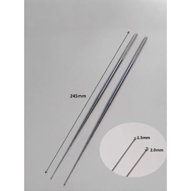 Orthopedic Spine Probe Ball Tip Probe Stainless Steel Single End Instrument Knurled Handle 245mm 1.5mm 2.0mm