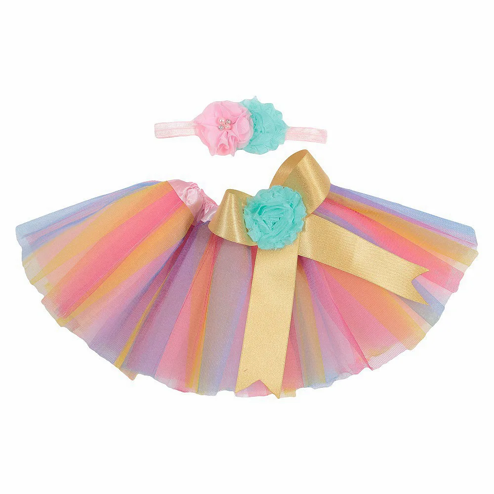 

Children's Flower Bow Mesh Skirt Headband Shooting Set Newborn Growth Photo Remembrance Clothing Accessories Baby Birthday Gift