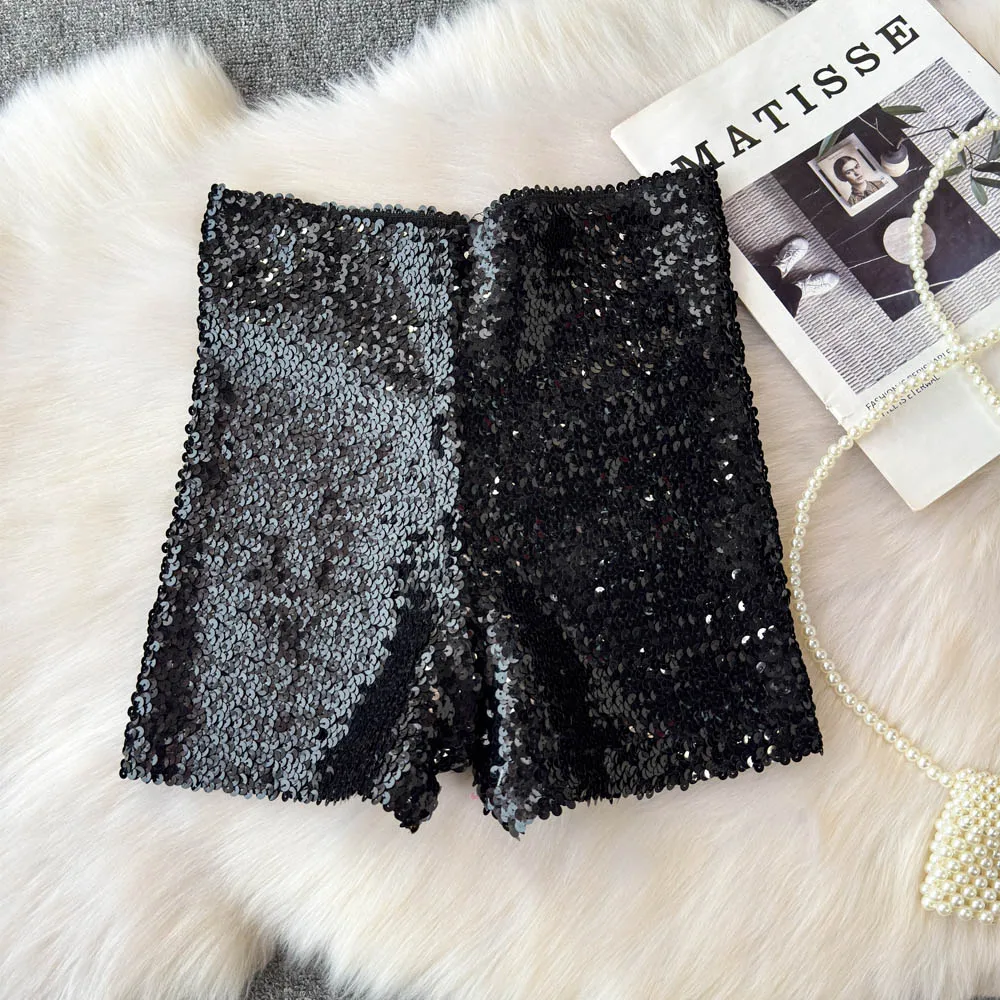 Shinny Sequins Short Pants Women Hot Summer High Waisted Female Booty Shorts Sexy Girl Streetwear Y2k Short Pants Dropshipping