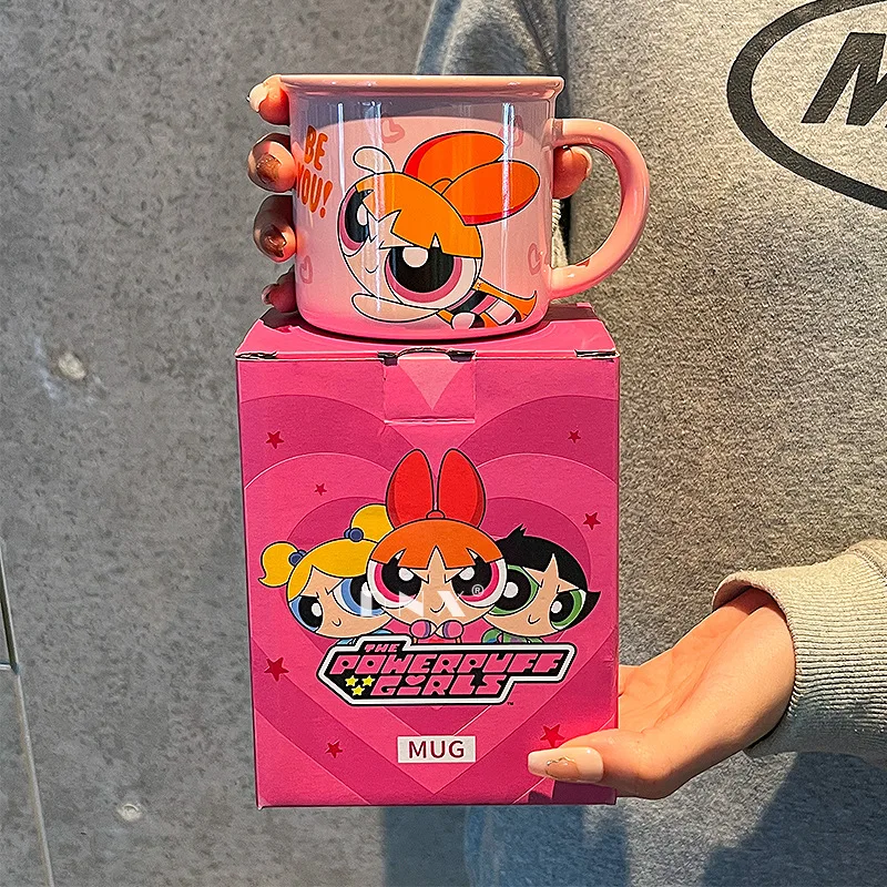 The Powerpuff Girls Ceramic Cup Cute Makeup Cup Cartoon Pattern Home Breakfast Cup Girl Birthday Gift Cup Milk Cup