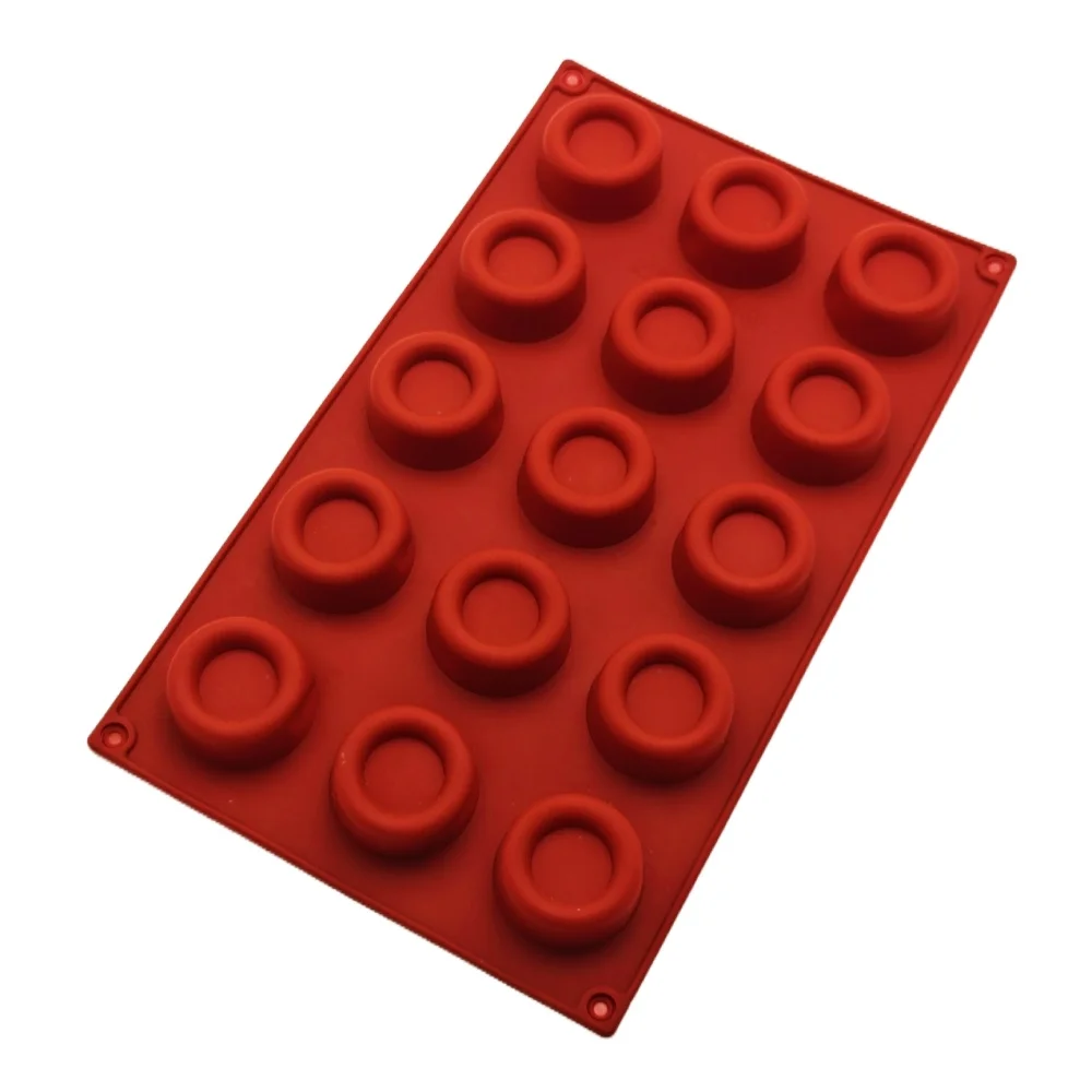 Hot Selling 15 Hole Round Concave Convex Silicone Chocolate Mold Bottle Cap Mousse Dessert Cake Mold Jelly Pudding Baking Tools