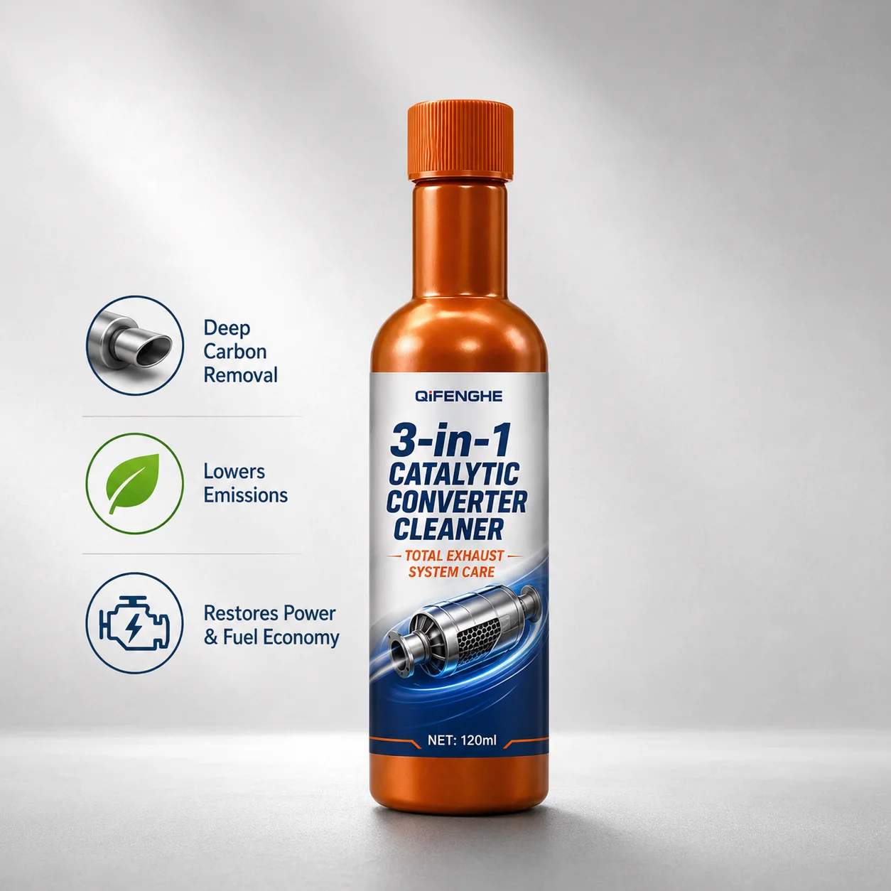Katalysator-Reiniger 120ml Auto-Abgassystem-Reiniger Kraftstoffadditiv Entfernt Kohlenstoffablagerungen Verbessert Leistung und Kraftstoffeffizienz – Detail 2