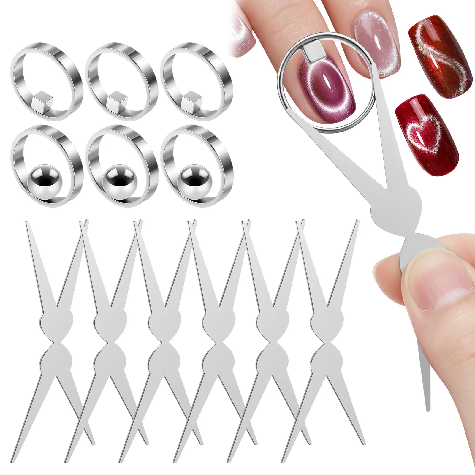 

Hollow Circular Y Shape Cat Eye Nail Art Magnet Strong Nail Art Gel Polish Guide Tool DIY Magnetic Ring Nail Manicure Tools