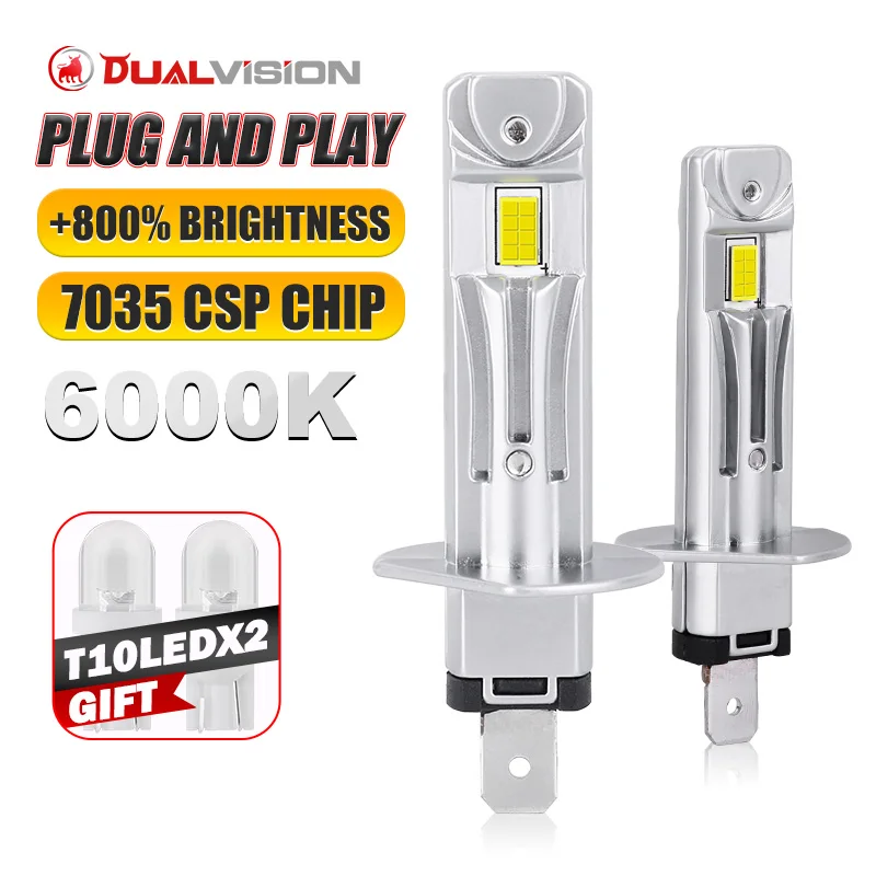 

Dualvision 300W Безоблокбельный H1 LED Canbus Лампа для фар H1 Светодиодный автомобильный противотуманный фонарь без вентилятора Plug & Play Новое обновление Неполярность