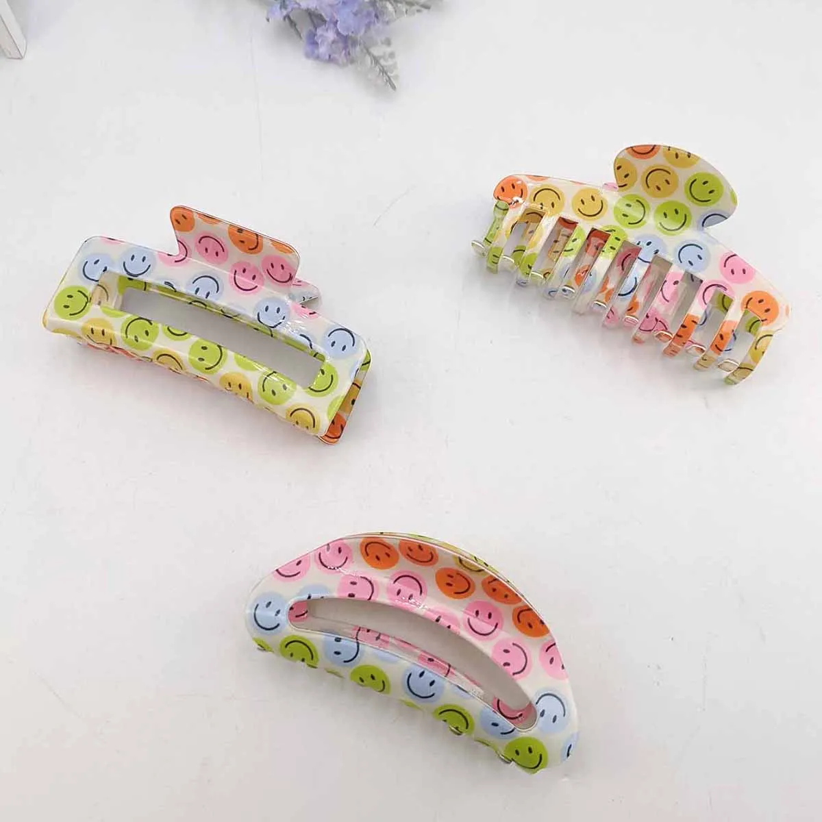 Novo colorido sorriso garra de cabelo caranguejos para meninas bonito sorriso em forma de grampos de cabelo feminino acessórios para o cabelo grampos de cabelo