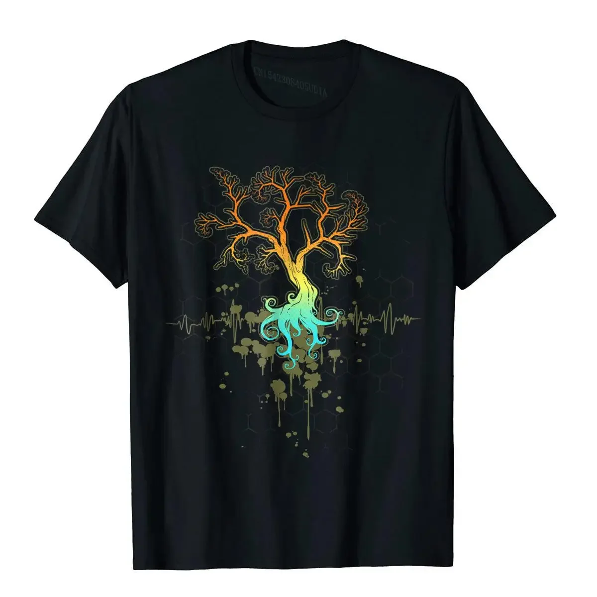 

Fractal Tree Of Life Graphic T-Shirt Men's Breathable Cotton Crew Neck