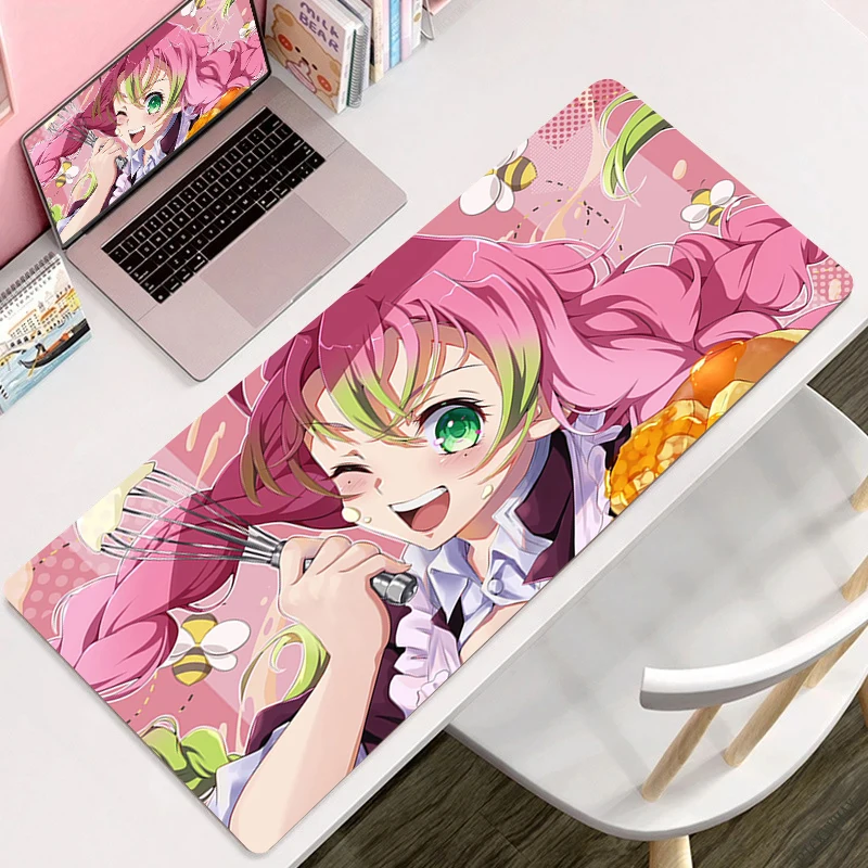 

Hot Anime Demon Slayer Mousepad Kawaii Anime Girl Kanroji Mitsuri Mouse Pad Large MousePads Keyboard Table Mat Rubber Laptop Pad