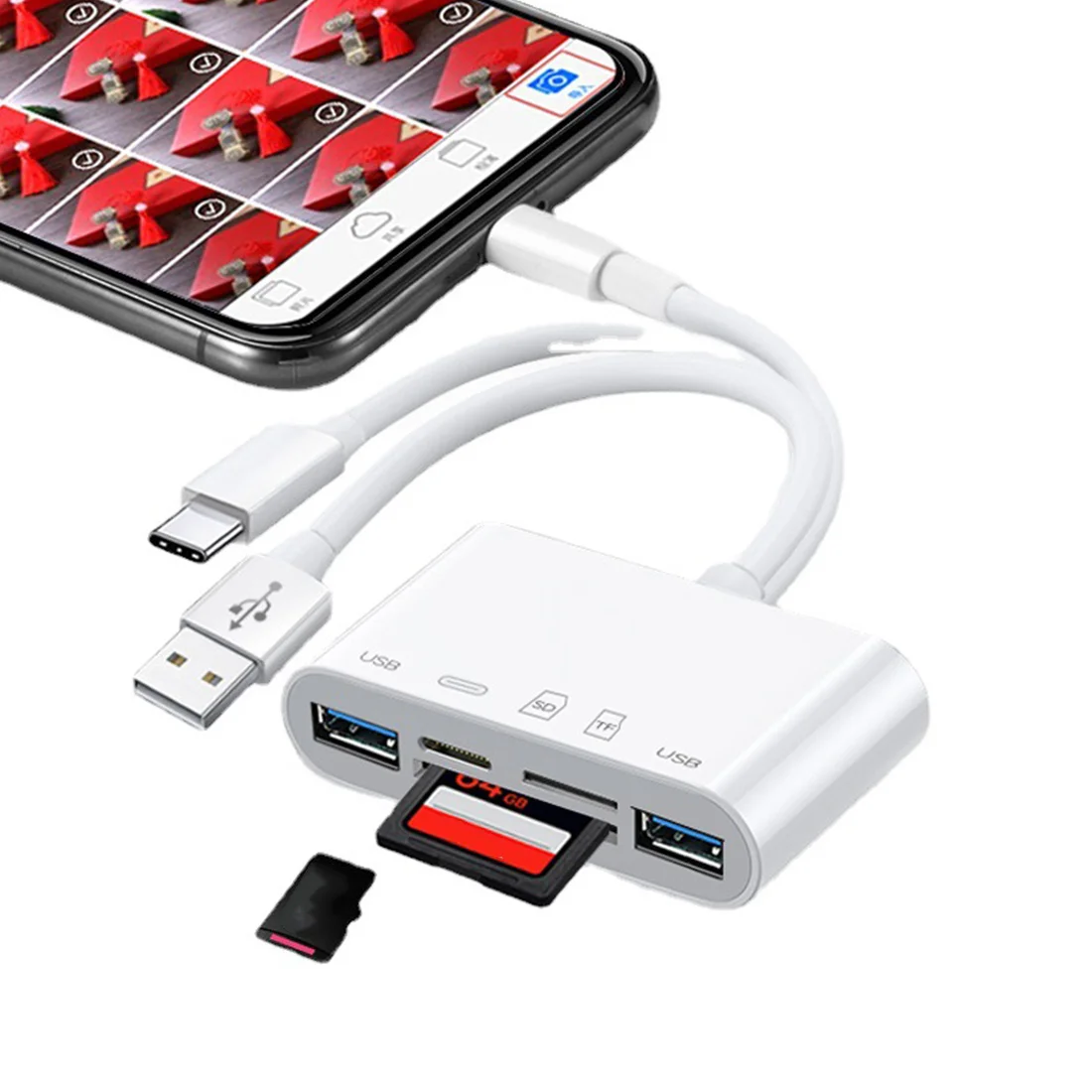OTG محول ذاكرة متعددة كاميرا USB ، مجموعة قارئ بطاقة Micro-SD TF ، iPhone ، iPad ، محول Apple 13