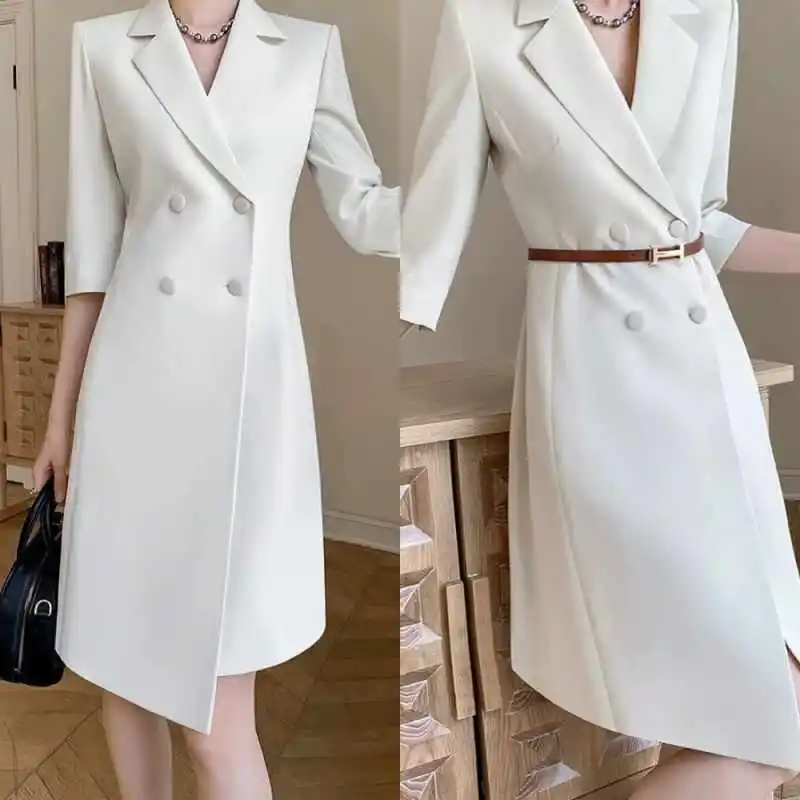 Elegant Commuter Women's Suit 1 Piece Jacket Double Breasted High Waist Formal Occasion Banquet Customized