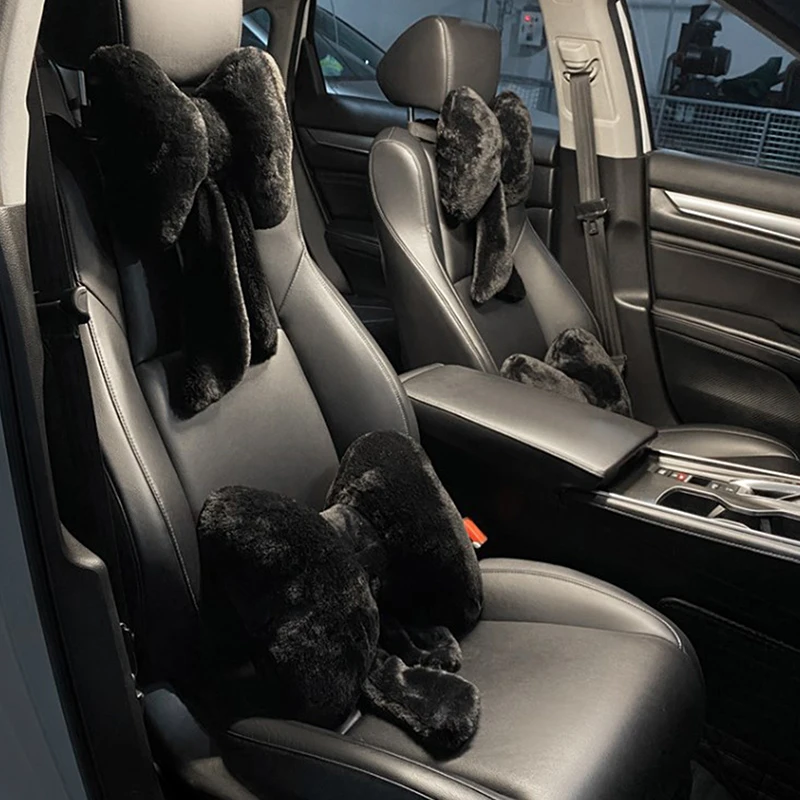 Bowknot Car Headrest Pillow Lovely Auto Seat Head Support Neck Protector Cushion Plush Automobiles Lumbar Rest Car Kits