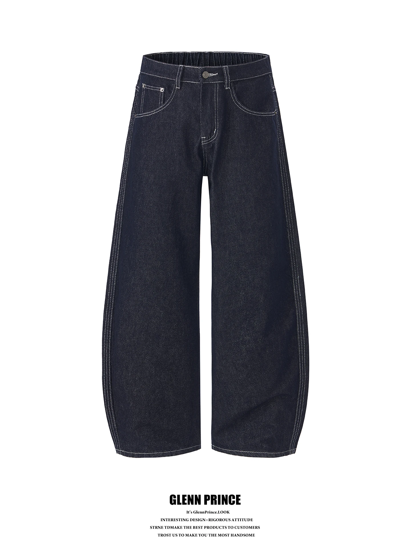

American Style Original Color Denim Wide Leg Pants Men 2026 New Loose Floor-Length Jeans Youth Casual Cotton Polyester Blend