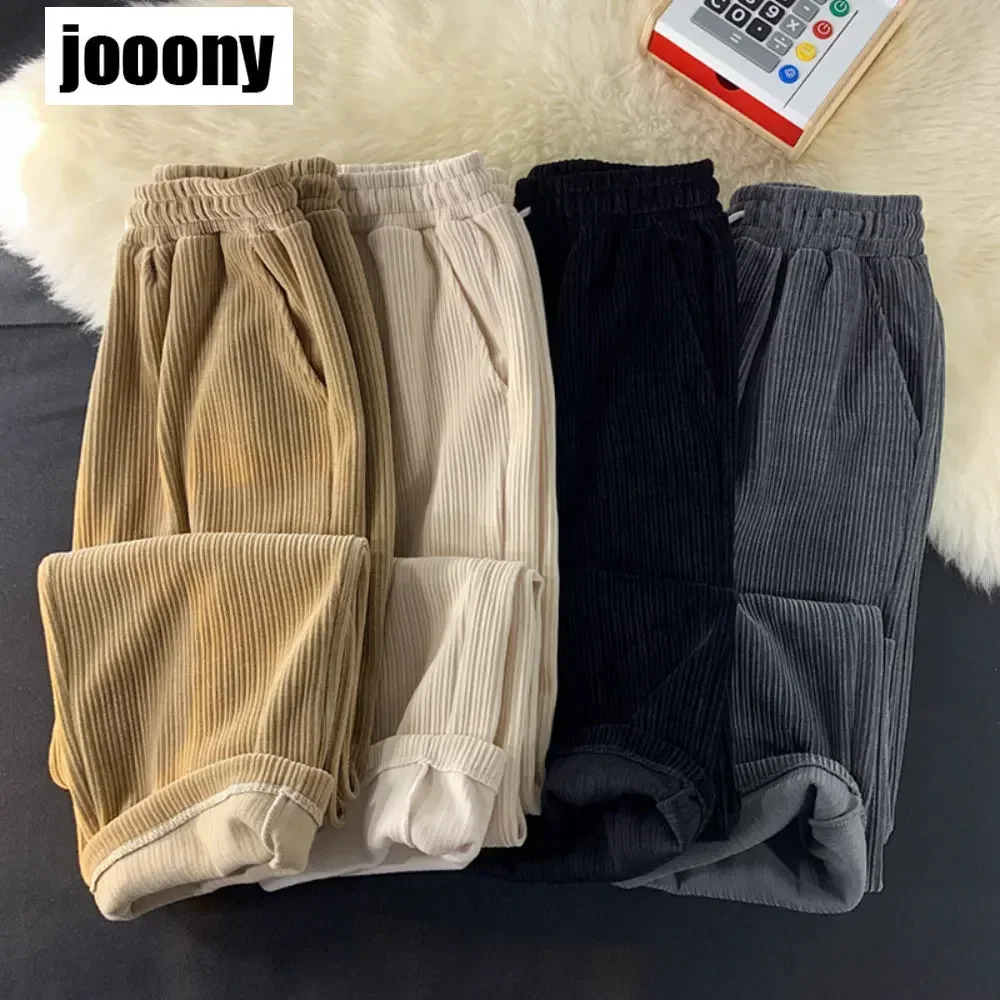 

Man Casual trend High Waist Straight Pant Corduroy Baggy Trousers Warm Korean stytle Harajuku Streetwear Wide leg trousers Pants