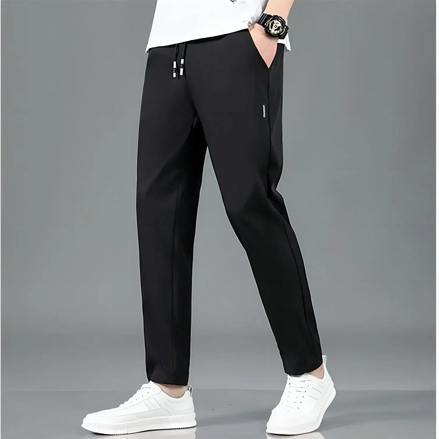 2024 Spring and Summer New Men\'s Fashion Leisure Sports Running Speed Dry Pants Thin Elastic Fitness Pants Training Pants