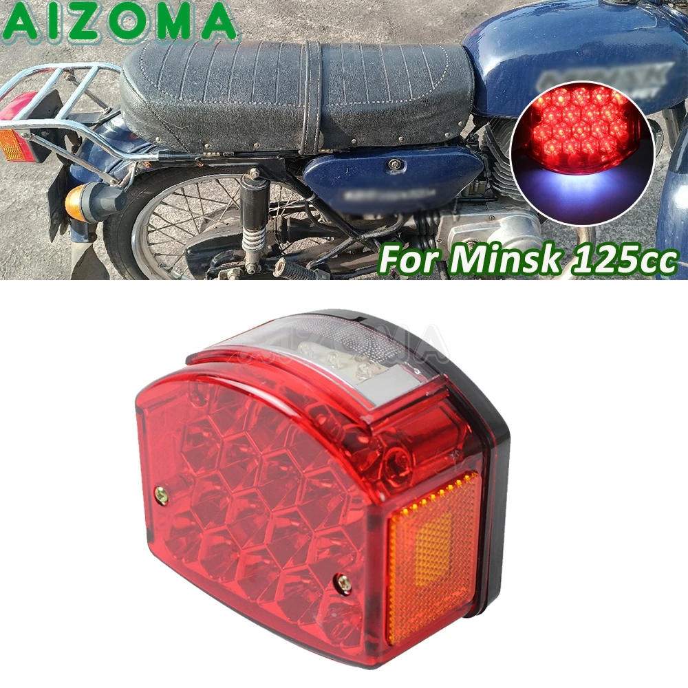 Rear Brake Light For Minsk 125cc M1 M2 M3 D4 125 RX125 Classic 125 Off-road Enduro Motorcycle Tail License Plate Lamp Taillight