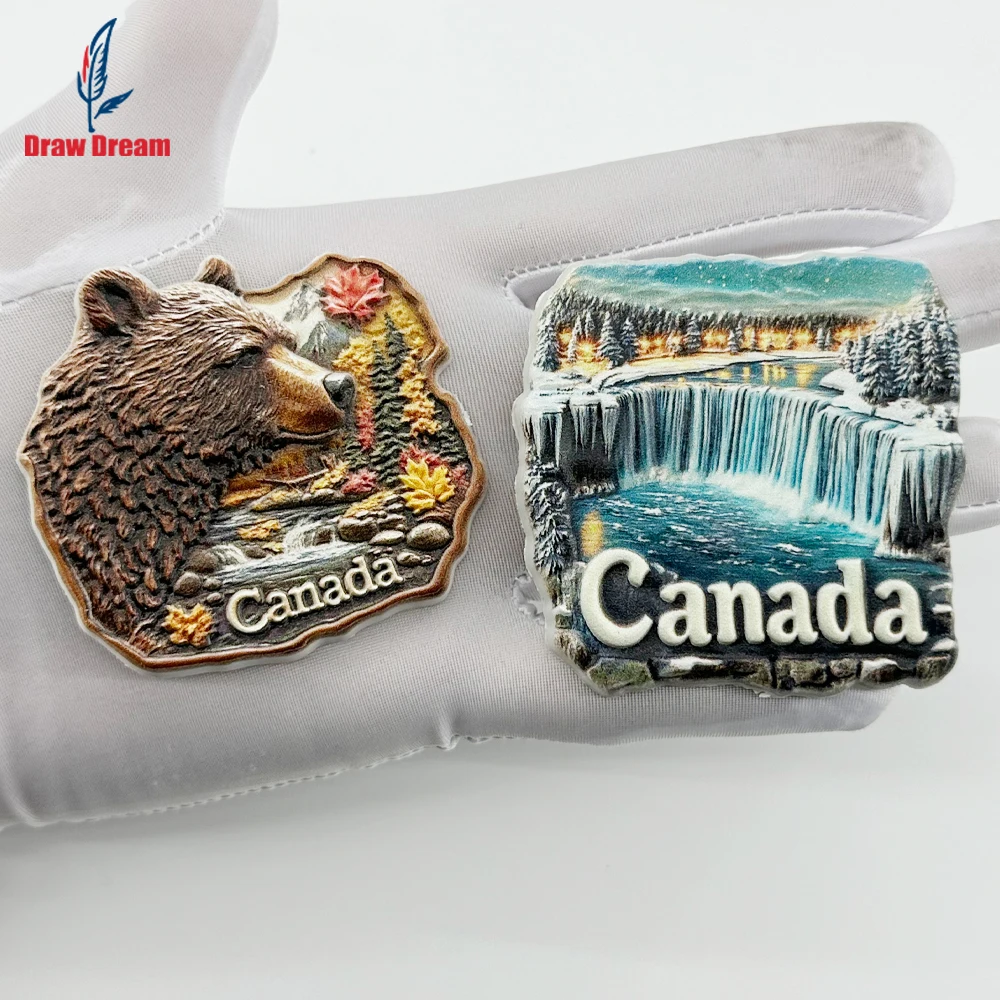 1Pc Canadian Creative 3D Refrigerator Magnet, World Travel Souvenir Collection, Travel Commemorative Decorative Sticker, Suitable for Home and Office Decoration, Personalized Exclusive Travel Souvenir Magnetic Refrigerator Magnet, Home Decoration, Kitchen, Room, Office, Cabinet Crafts Gift, Holiday Souvenir, Exquisite Small Gift