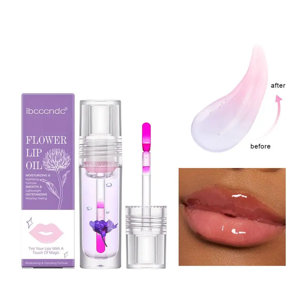 Magic Color Change Lip Oil Flower Lipgloss Crystal Oil Jelly Sexy Moisturizing Makeup Plump Gloss Lip Oil Lip Glow Plumping O9L3