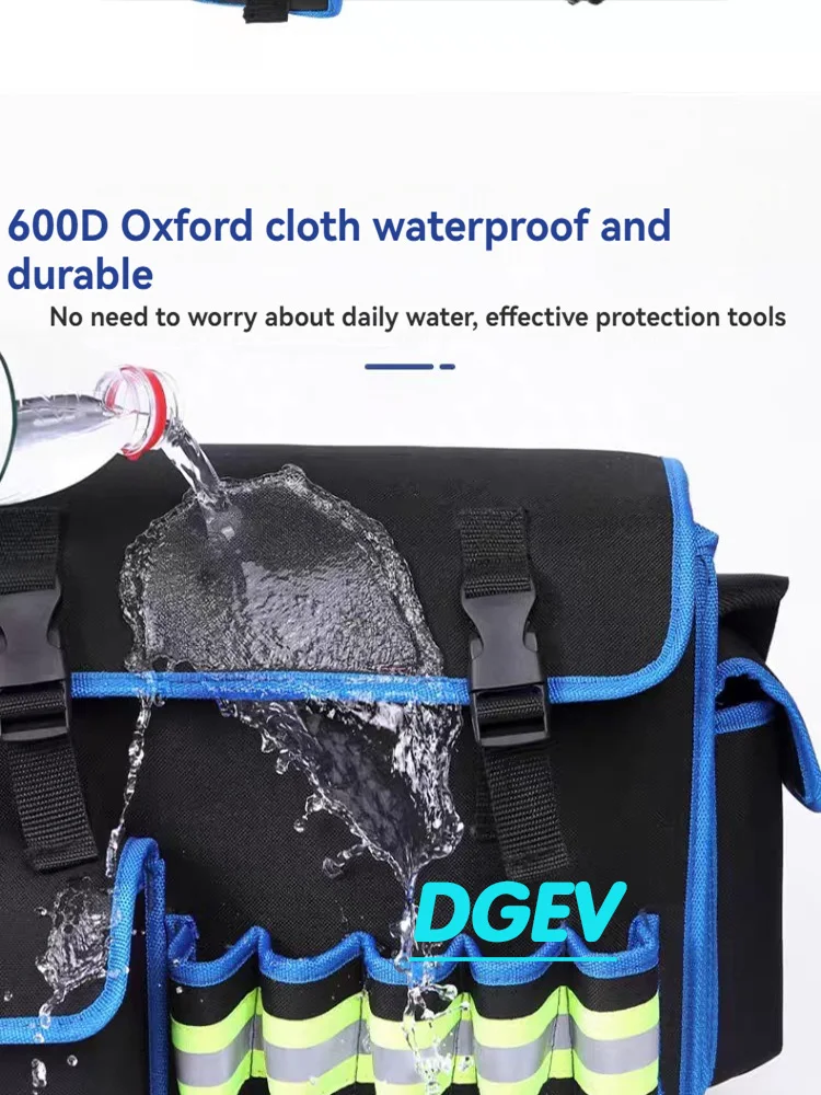 DGEV 600D OxfordCloth ToolBag Waterproof Electrician Wrench Organizer Multipurpose Storage for Construction and Workshop