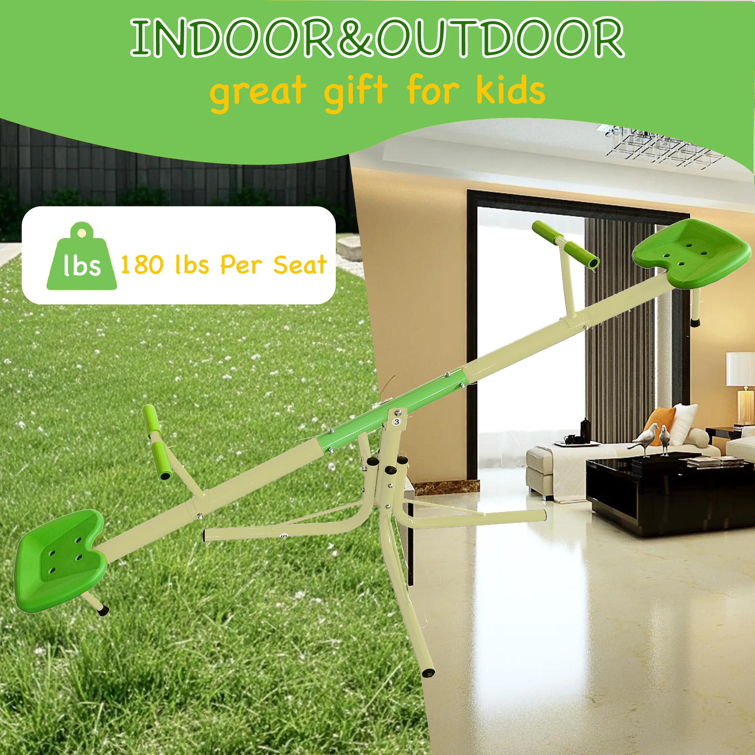 

Upgraded Seesaw,Swiveling 360 Degrees Toddlers Sit and Spin Teeter Totter, Kids Outdoor Play Equipment for Backyard Playground