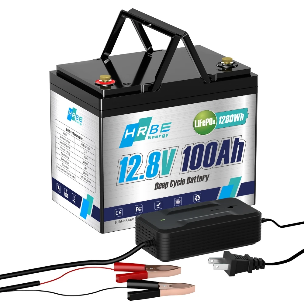 

12V 100Ah LiFePO4 Lithium Battery, Built-in 100A BMS 1280Wh,200Ah Deep Cycles Batteries for Boat,Kayak,RV,Home Energy Storage