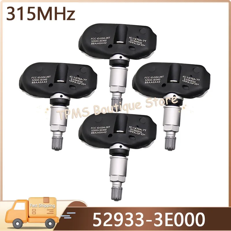 

4 шт. 315 МГц 52933-3E000 для Hyundai Sonata Tiburon Tucson Kia Sorento Sportage Amanti TPMS датчик датчик давления в шинах