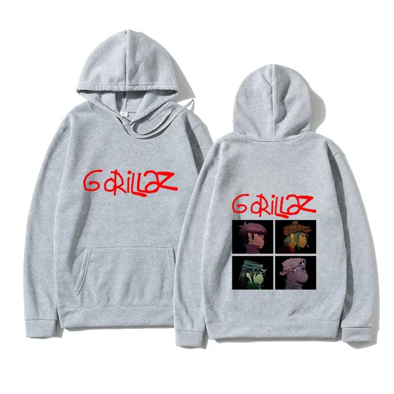 2024 Spring Rock Print Hoodies Music Band Gorillazs Punk 90s Casual Fashion Sports Shirts New Men Plus Size Pullover Unisex