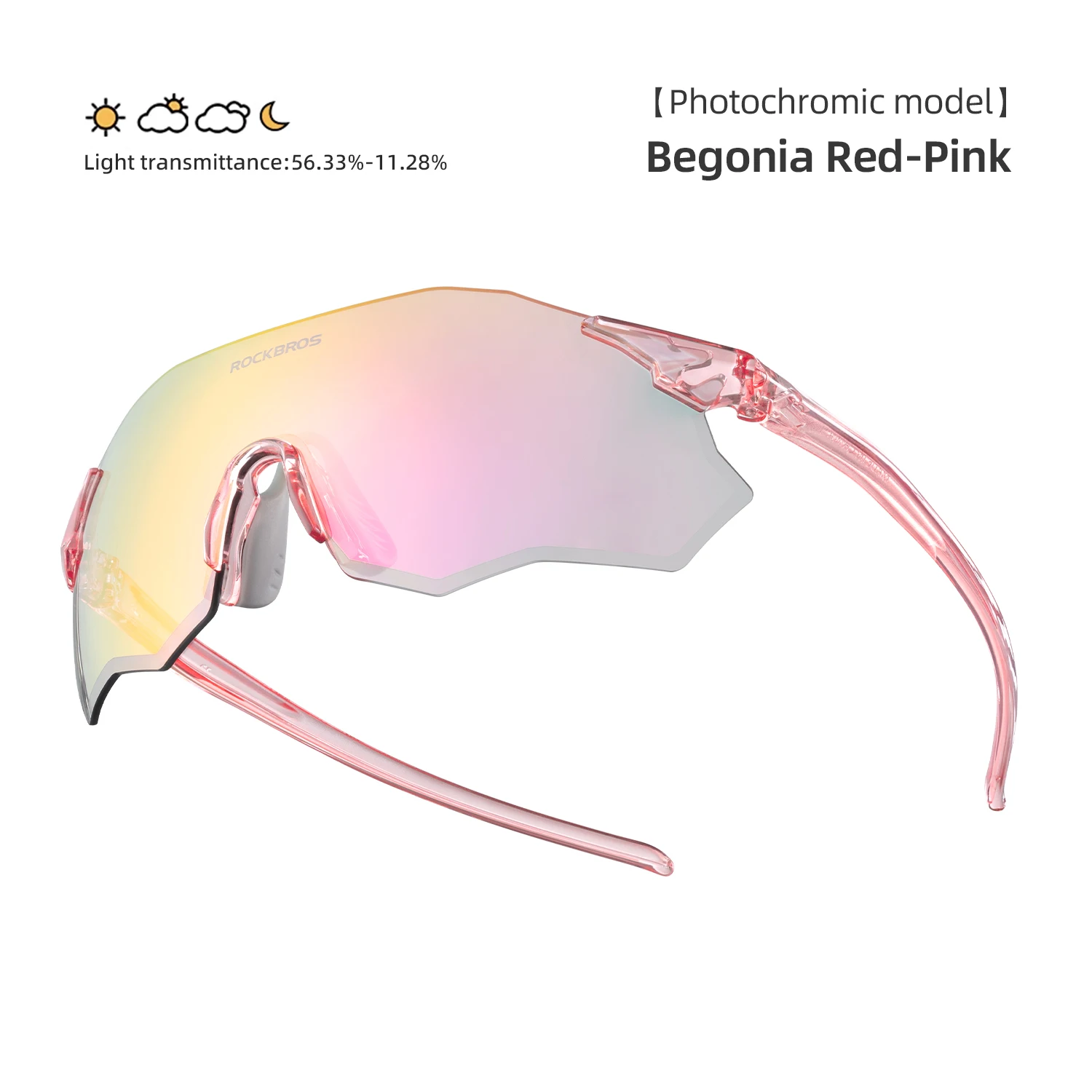 ROCKBROS Fahrradbrille Photochrome/Polarisierte Sonnenbrille UV-Schutz Winddichte Brille für Männer und Frauen Straßenfahrrad-Sportbrille