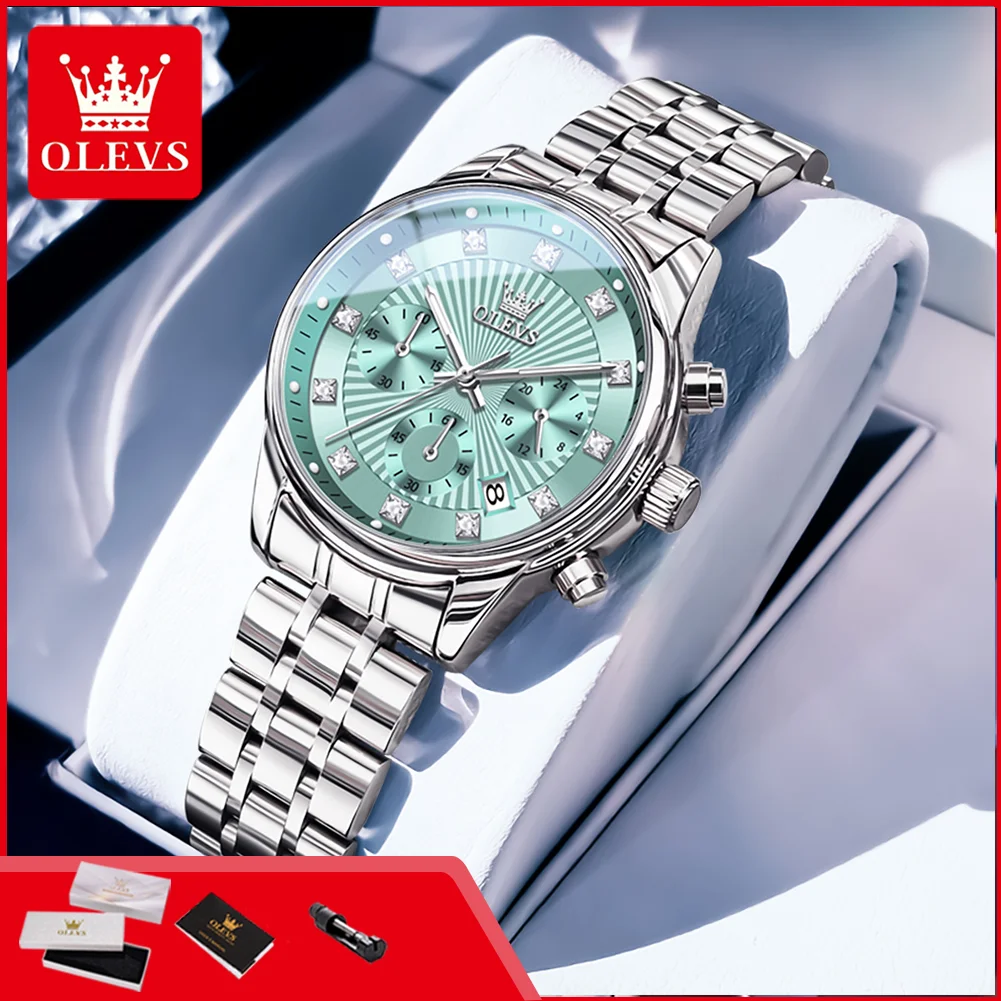 OLEVS 3669 Women's Watches Original Elegant Fashion Calendar Chronograph Bracelet Wristwatch For Woman Quartz Ladies Dress Watch