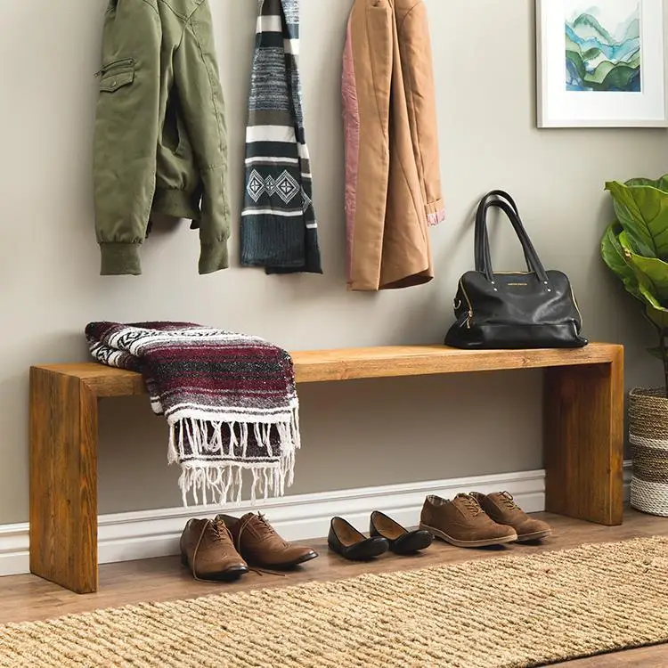 Nordic living room bedroom solid wood strip stool simple home entrance shoe store shoe stool sauna lounge bar bench