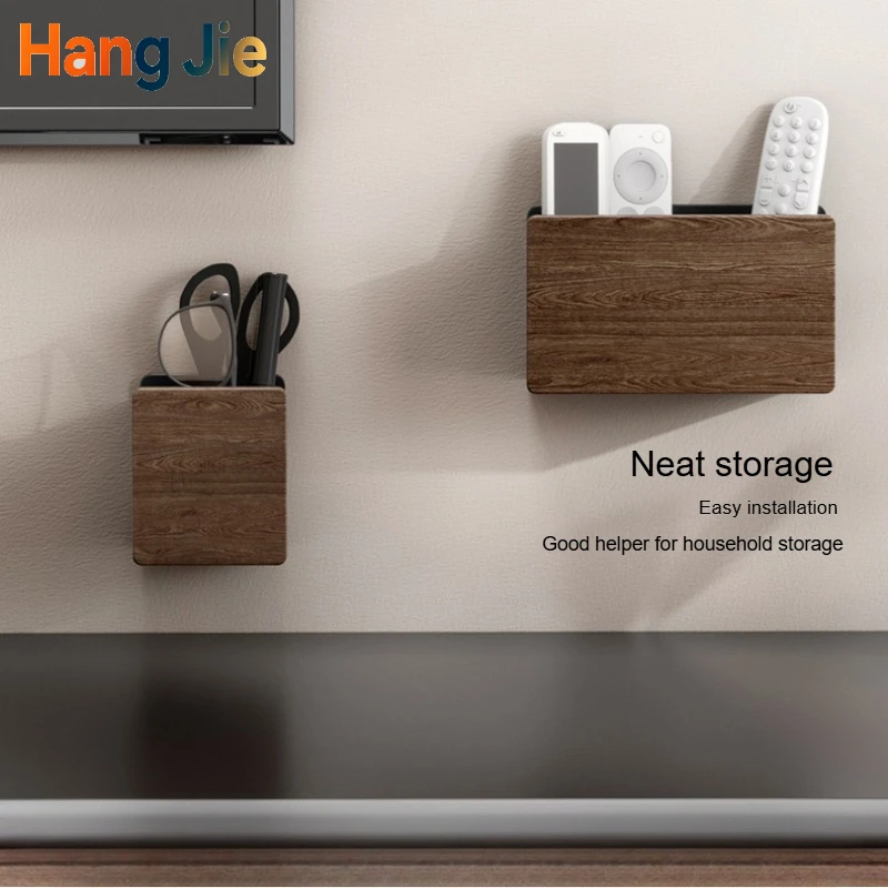Luxury Walnut Wood Wall Mount Storage Box No Drill Multi-purpose Organizer For Bathroom Vanity Living Room Cosmetic Brush Holder