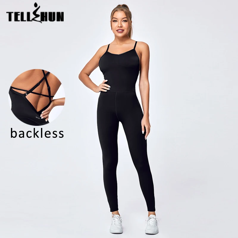 

Slim One-piece jumpsuits Tight fitting women's yoga suit Sexy Crossed Backless Fitness Outfit Gym sportswear Overalls Playsuits