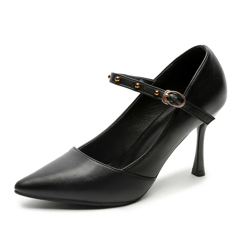 

Size 30 To 44 Pointed Stiletto Heels Small Size 31 32 33 Buckle Black Work Shoes Women Pumps Ladies Heels